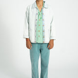 hawaiian shirt | green  & ecru checkered