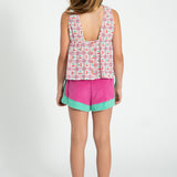 Girl fuchsia and green terry shorts