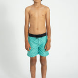 Boy Swim Shorts in Heart Print – Green