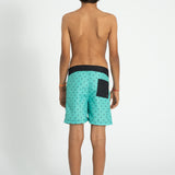 Boy Swim Shorts in Heart Print – Green