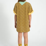 t-shirt dress | mustard  animal print