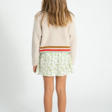 Unisex ecru knitted sweater with multicolor stripes