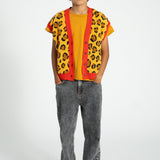 Unisex mustard animal print knitted waistcoat