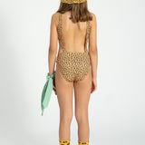 Girl Mustard Animal Print Trikini with Cut-Outs | Swimwear
