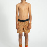 Boy Swim Shorts in Animal Print – Mustard