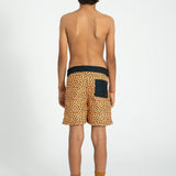 Boy Swim Shorts in Animal Print – Mustard