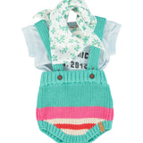 bandana | ecru w/ green flowers allover