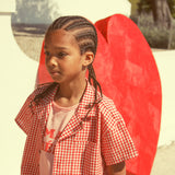 hawaiian shirt | red & ecru checkered