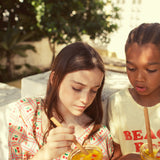 cropped blouse w/ baloon sleeves  | light yellow w/ cherries allover