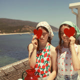 Girl Swimsuit with Back Bow in Cherry Print