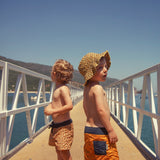 Boy Swim Shorts in Heart Print – Camel