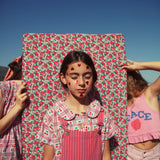 short dungarees | pink w/ indigo stripes