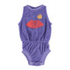 baby playsuit | purple w/ lips print