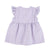 short dress w/ ruffles on shoulders | lavender w/ animal print