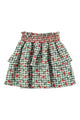 Short skirt | Green checkered w/ flowers