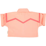 Short sleeves jacket | pink w/ pink geometric lines