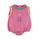 Sleeveless baby romper | Rasperry w/ multicolor laces & embroidery