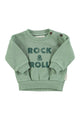 Baby Sweatshirt | Green w/ "rock & roll" print