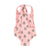 baby swimsuit w/ back bow | pink w/ green trees
