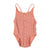 baby swimsuit w/ buttons | coral w/ animal print
