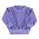 Baby terry cotton sweatshirt | Purple w/ frills on chest