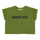 Terry cotton baby 'shirt | Dark green w/ "cavalier" print