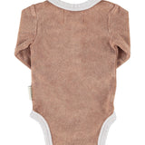 Baby Long Sleeve Bodysuit Brown with Light Grey Trim