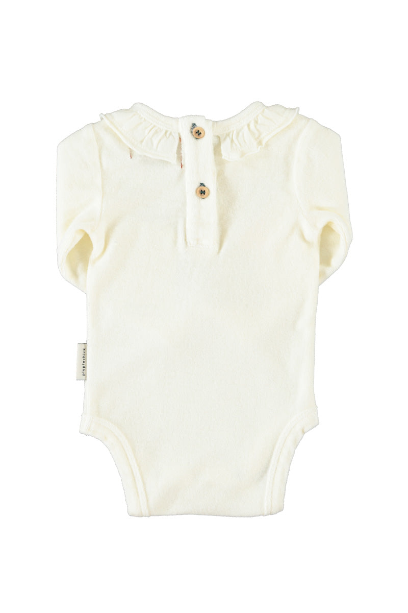 Baby Long Sleeve Bodysuit with Collar Ecru with Sun & Cloud Print