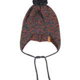 Knitted Bonnet Dark Grey with Animal Print