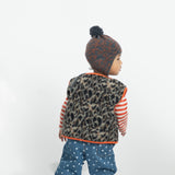 Knitted Bonnet Dark Grey with Animal Print