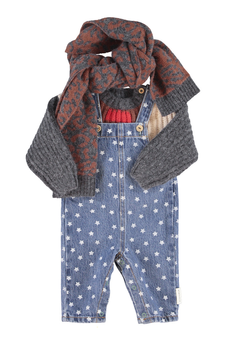 Baby Dungarees Washed Navy Denim with Stars