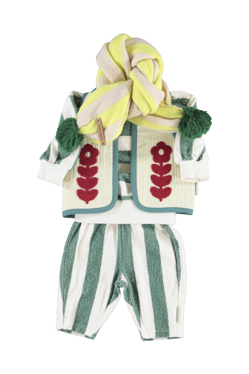 Baby Jogging Pants Ecru & Green Stripes