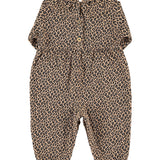 Baby Jumpsuit with Collar Brown with Animal Print