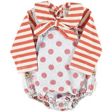 Baby Romper Light Blue Denim with Red Dots
