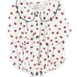 Baby Long Sleeve Romper Ecru with Little Flowers