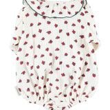Baby Long Sleeve Romper Ecru with Little Flowers