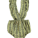Baby Bloomers with Straps Green with Black Flowers