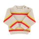 baby knitted sweater | ecru w/ yellow & red stripes