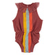 baby playsuit | aubergine w/ multicolor stripes