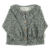 Baby Blouse with Round Collar Mint Green with Animal Print