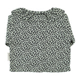 Baby Blouse with Round Collar Mint Green with Animal Print