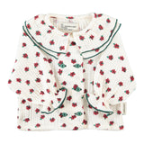 Baby Blouse with Double Collar Ecru with Little Flowers
