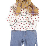 Baby Blouse with Double Collar Ecru with Little Flowers