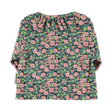 Baby Blouse with Round Collar Green with Multicolor Flowers