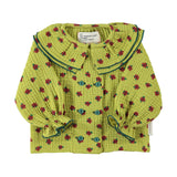 Baby Blouse with Double Collar Pistachio Green with Little Flowers