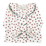 Blouse with Double Collar Ecru with Little Flowers