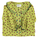 Blouse with Double Collar Pistachio Green with Little Flowers