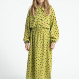 Blouse with Double Collar Pistachio Green with Little Flowers