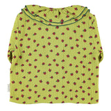 Blouse with Double Collar Pistachio Green with Little Flowers