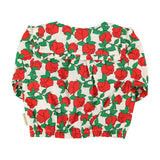blouse w/ sailor collar | ecru w/ red roses print